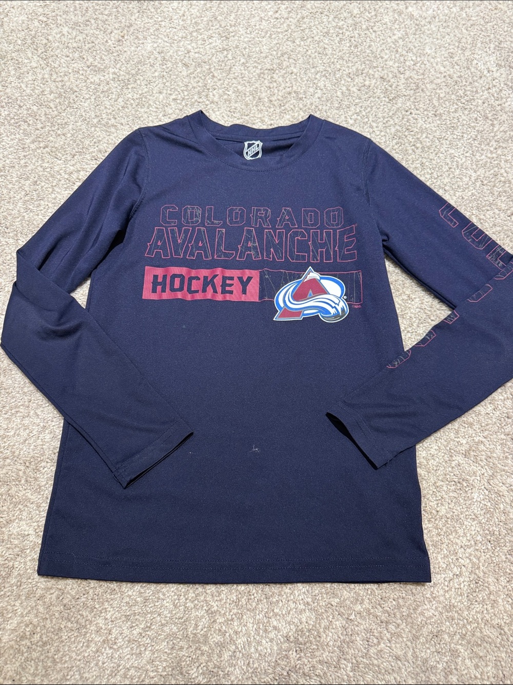 Colorado Avalanche Navy Long-Sleeve Kids Hockey Tee